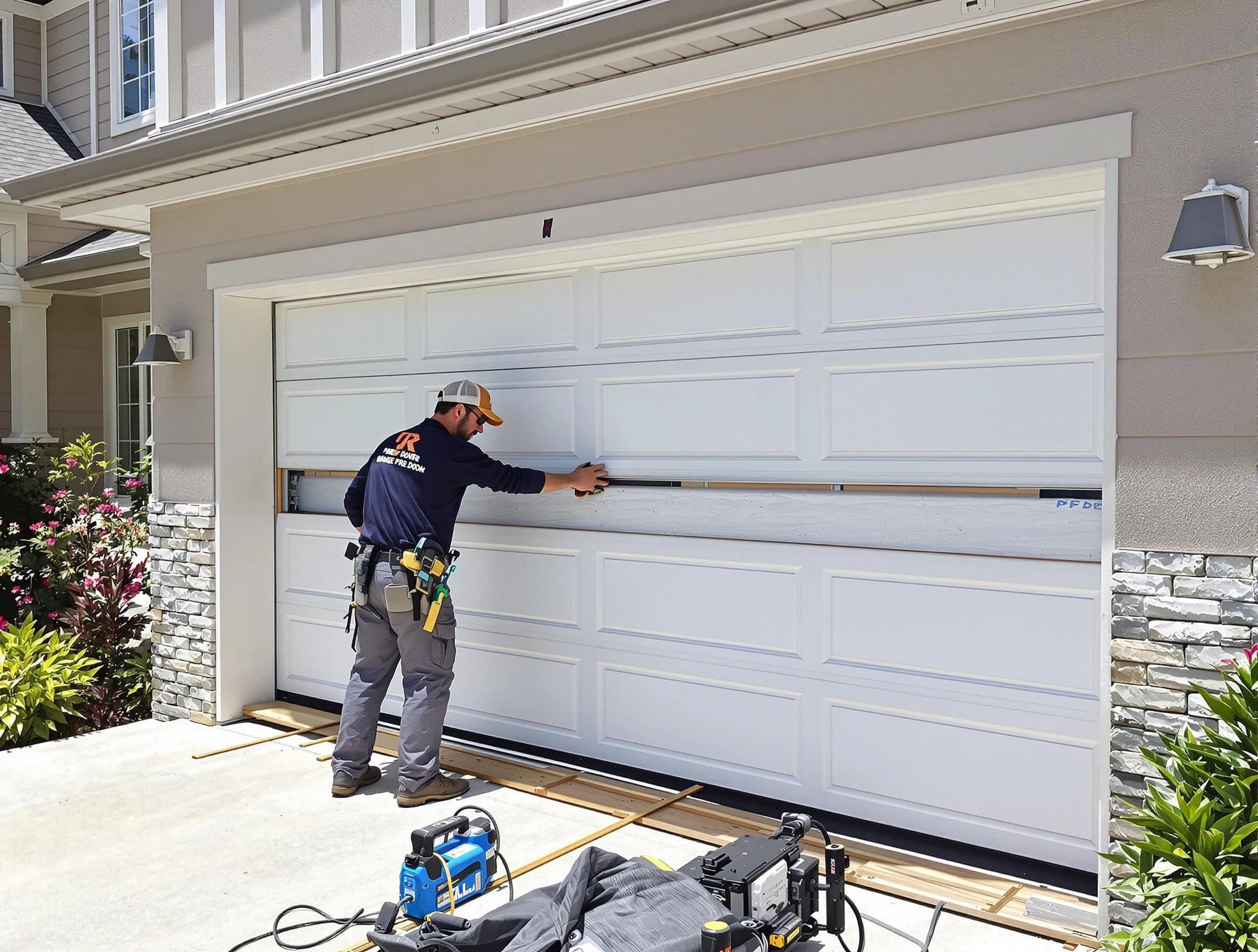 Riverdale Garage Door Repair team performing complete garage door replacement at Riverdale residence