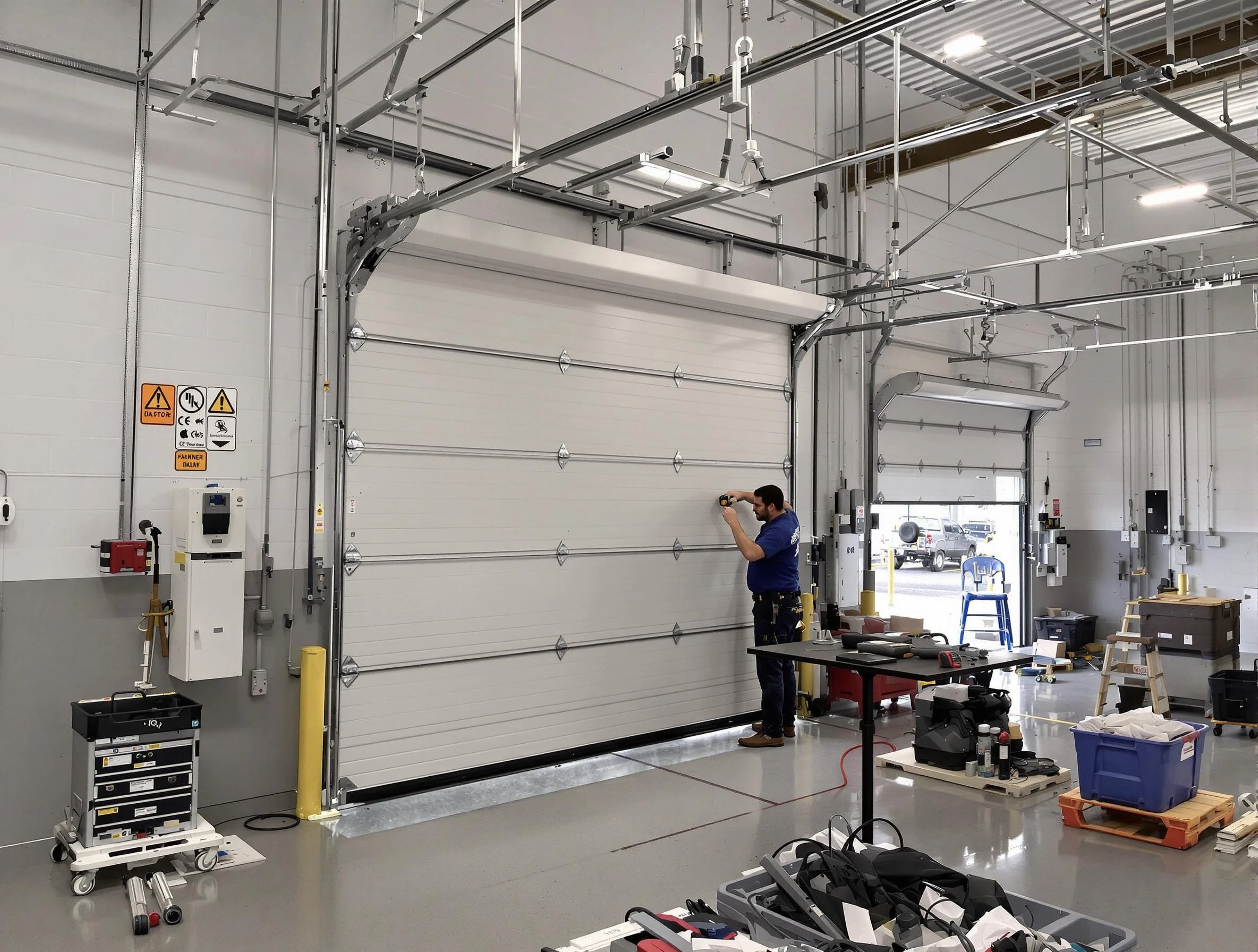 Commercial garage door repair being performed by Riverdale Garage Door Repair expert in Riverdale