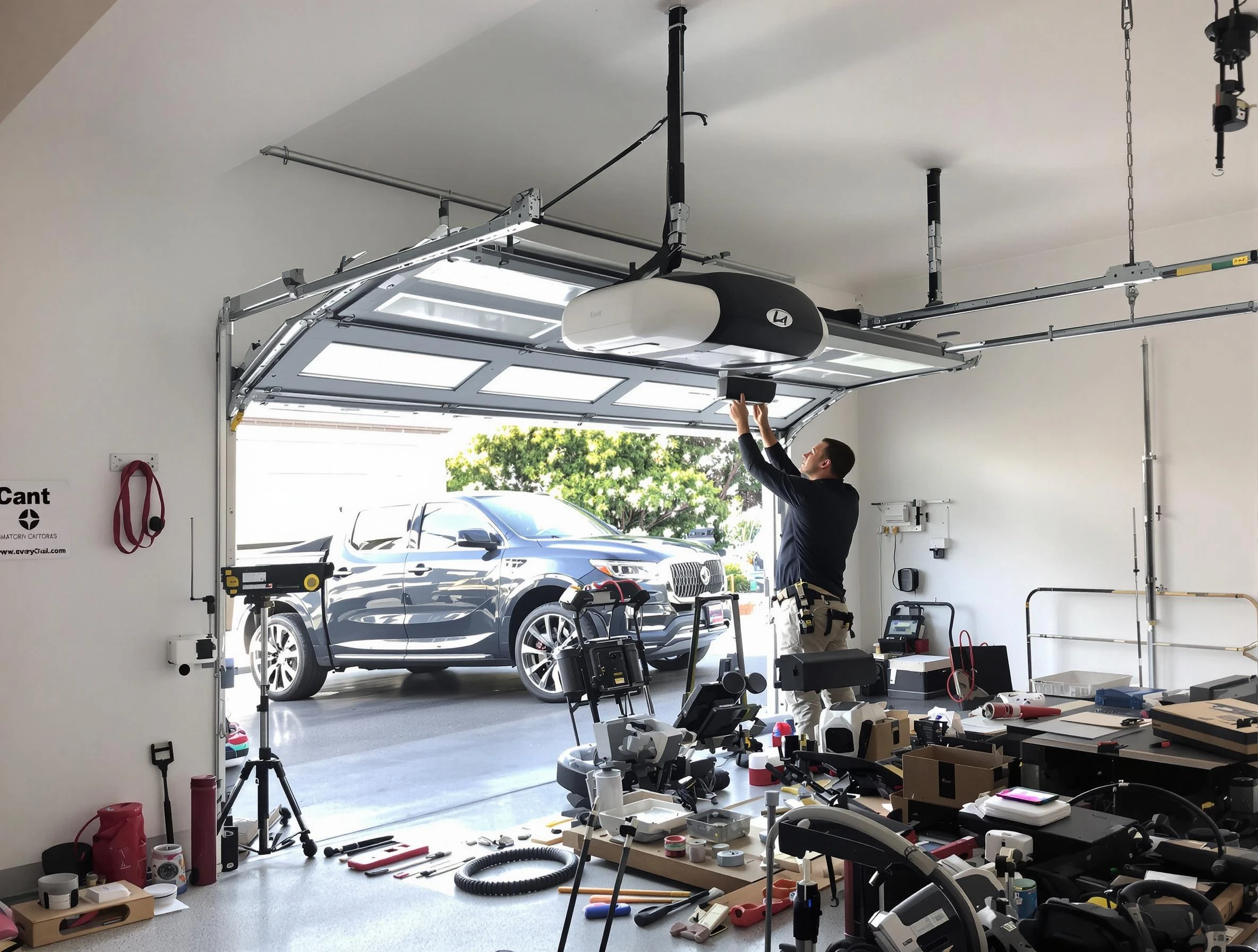 Riverdale Garage Door Repair specialist installing smart garage door opener system in Riverdale home