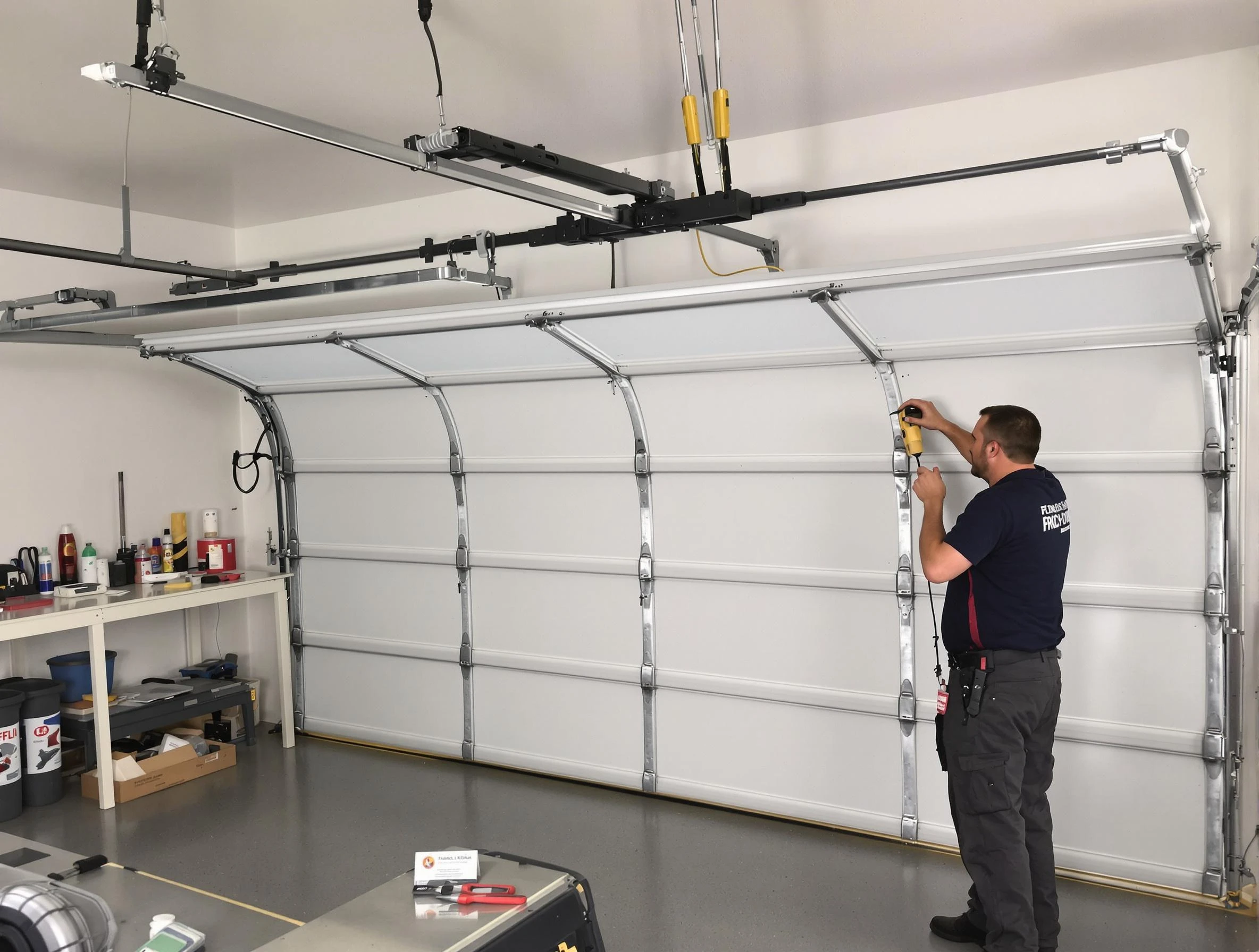 Riverdale Garage Door Repair certified technician performing overhead door system repair in Riverdale